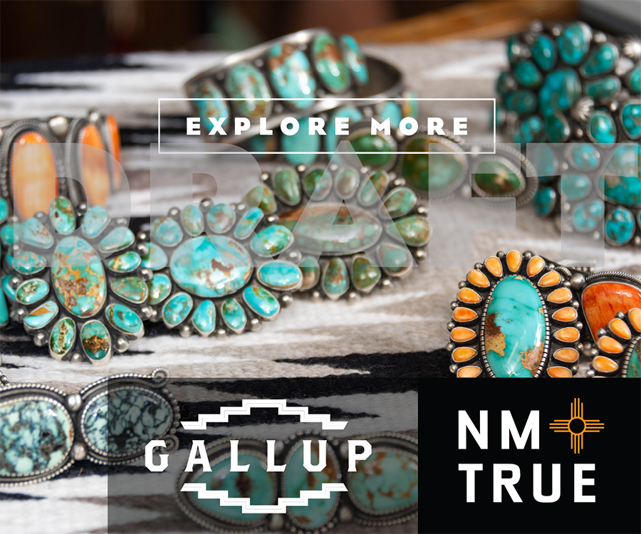 ad for gallup new mexico showing indian jewelry